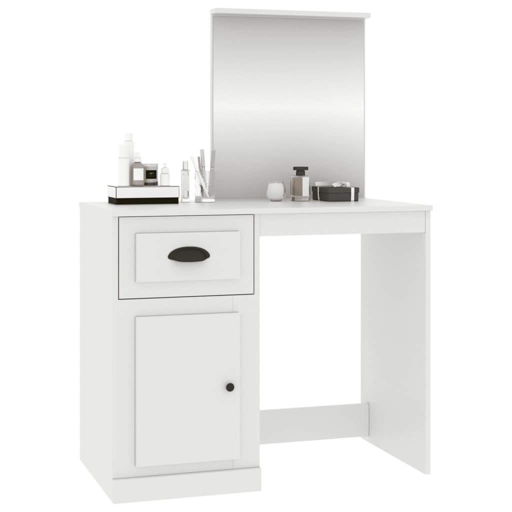 Voir la diapositive 4 : VIDAXL Coiffeuse avec miroir blanc 90x50x132,5 cm bois d'ingenierie