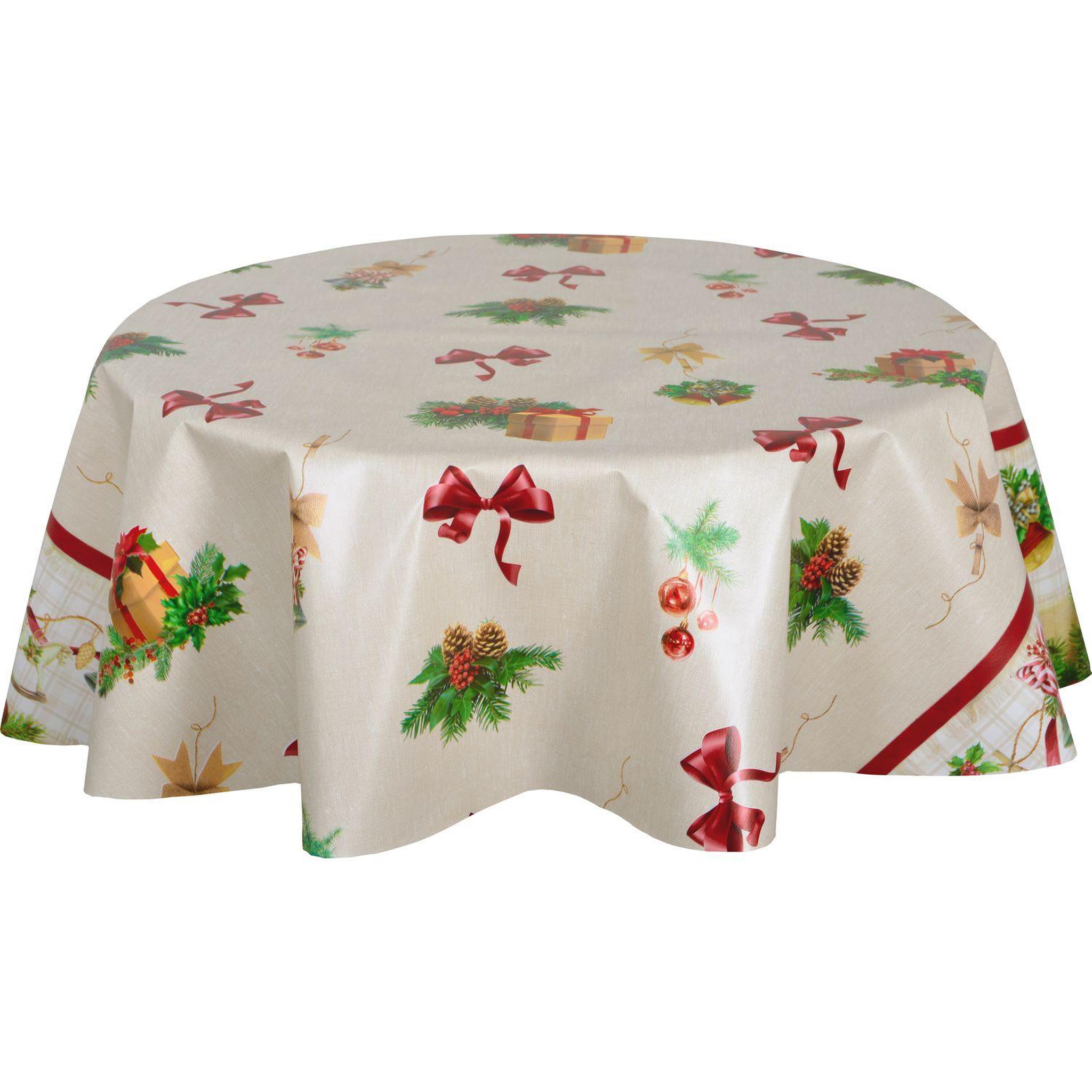 HABITABLE Nappe en toile cirée ronde nœuds - diam. 135 cm - ecru