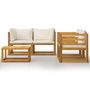 Voir la diapositive 3 : VIDAXL Salon de jardin 5 pcs avec coussin Creme Bois d'acacia solide