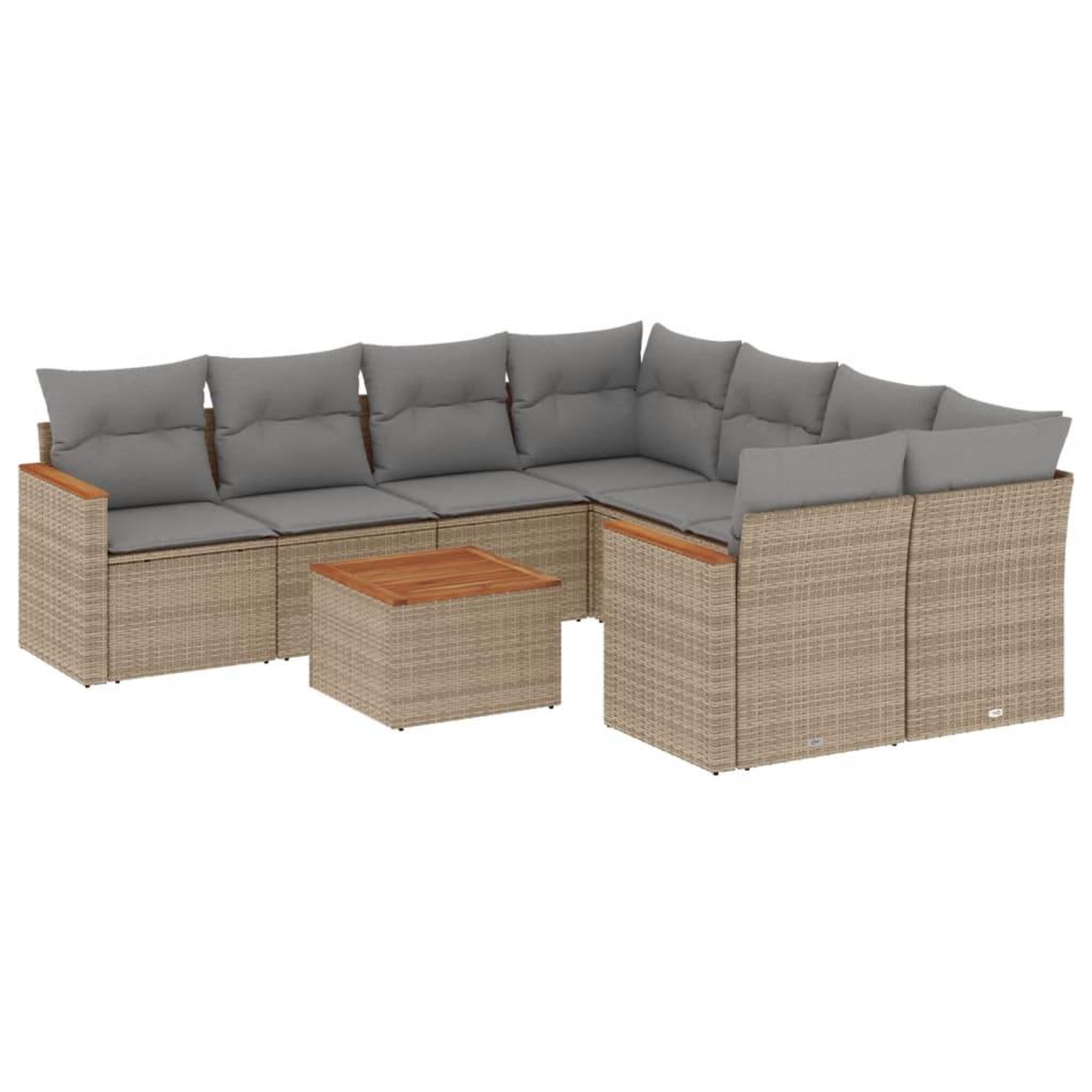 Voir la diapositive 2 : VIDAXL Salon de jardin avec coussins 9pcs melange beige resine tressee