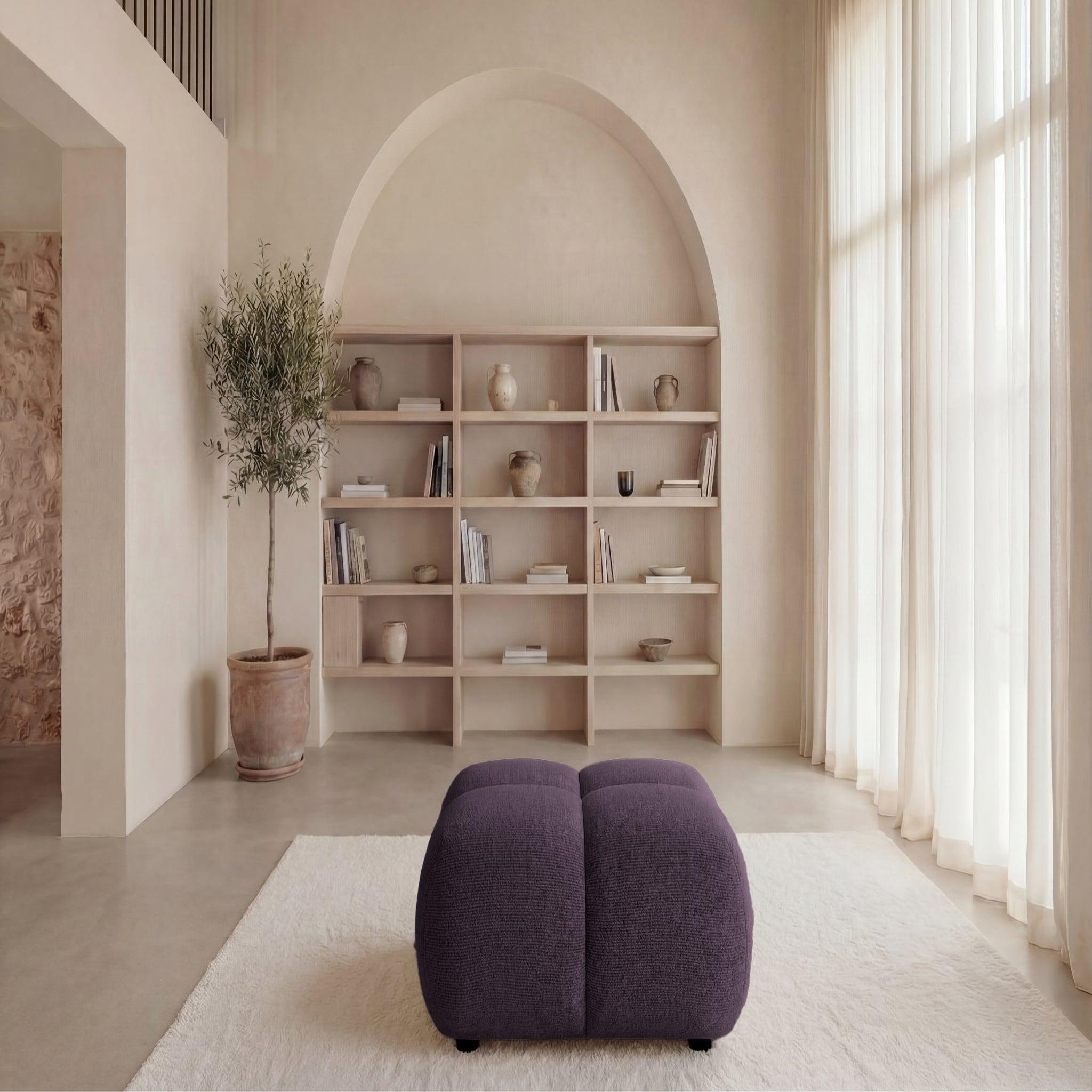 Voir la diapositive 3 : CASANOVA PARIS Constance - pouf en tissu chenille 72x72x43.5