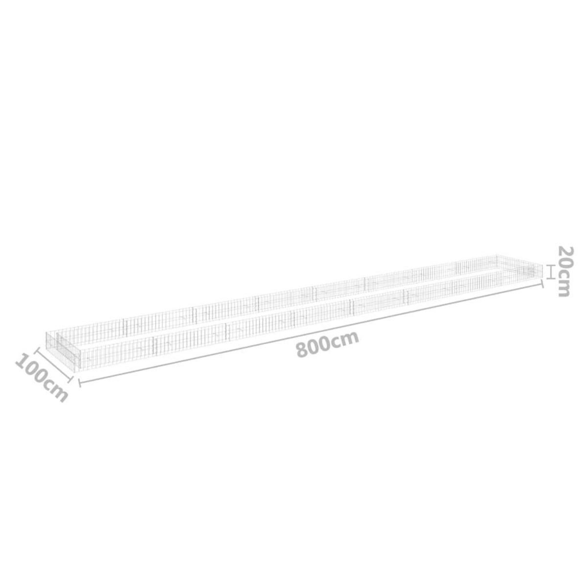 VIDAXL Lit sureleve a gabion Acier galvanise 800x100x20 cm