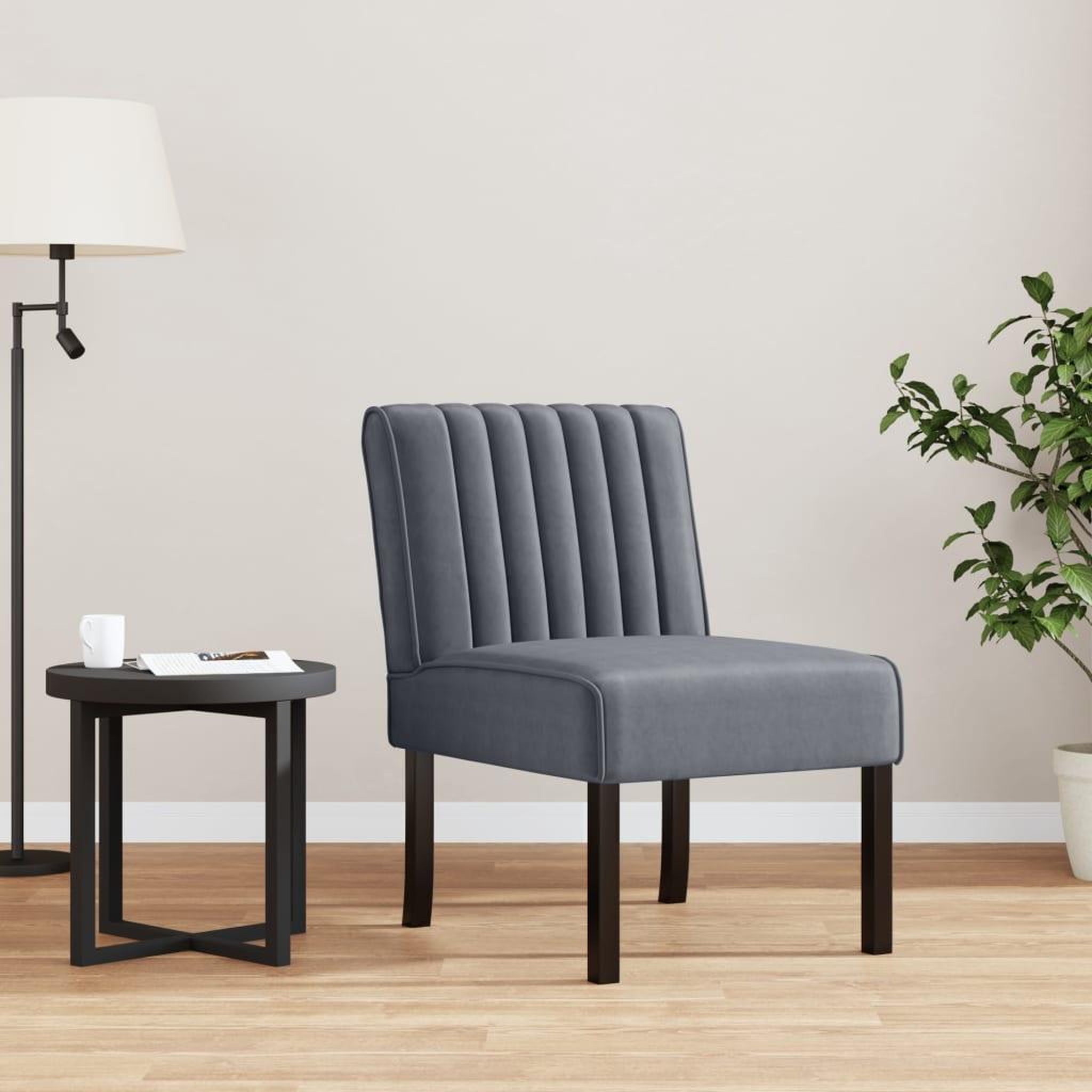 VIDAXL Fauteuil sans accoudoirs gris fonce velours