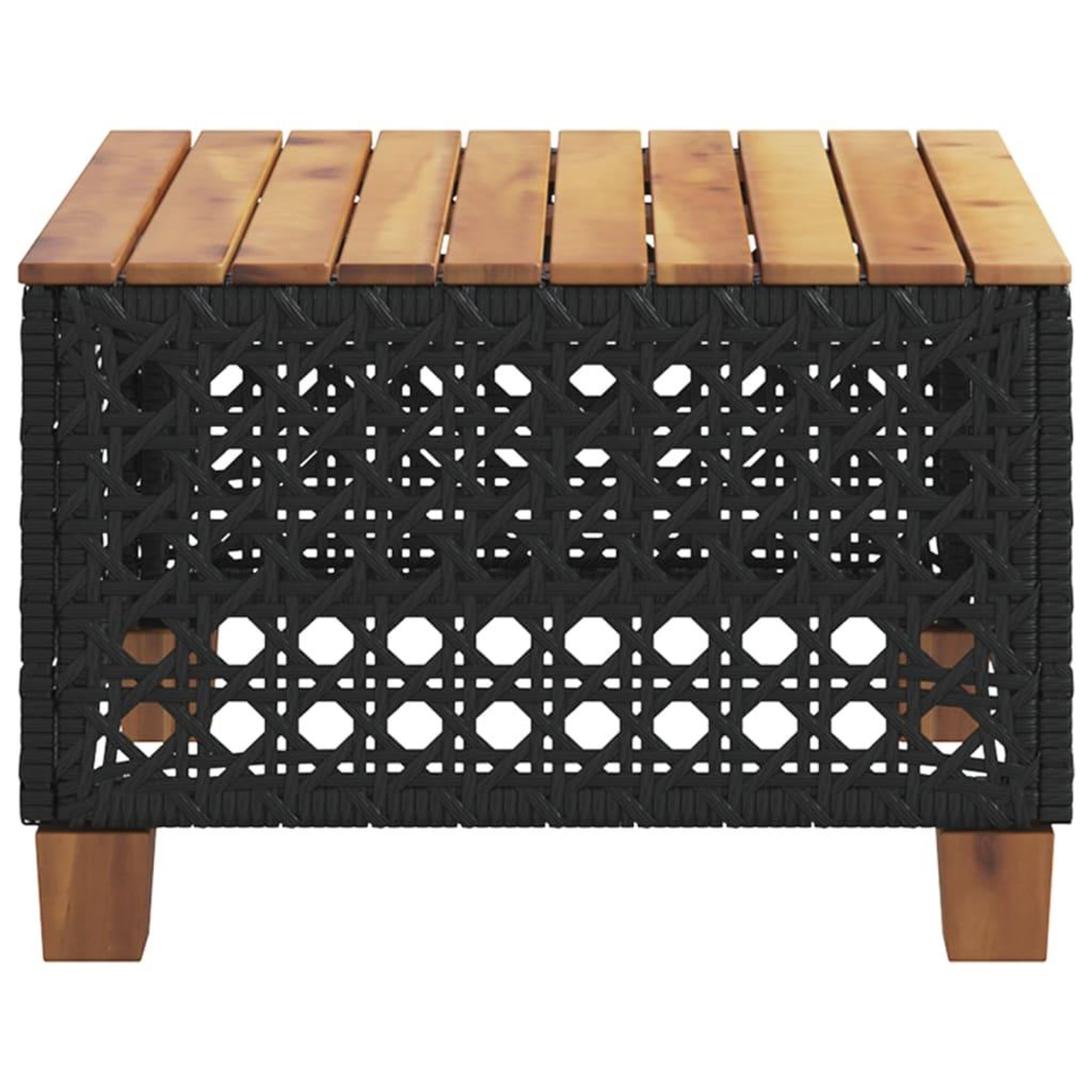 Voir la diapositive 5 : VIDAXL Table de jardin noir 55x55x36 cm resine tressee et bois acacia