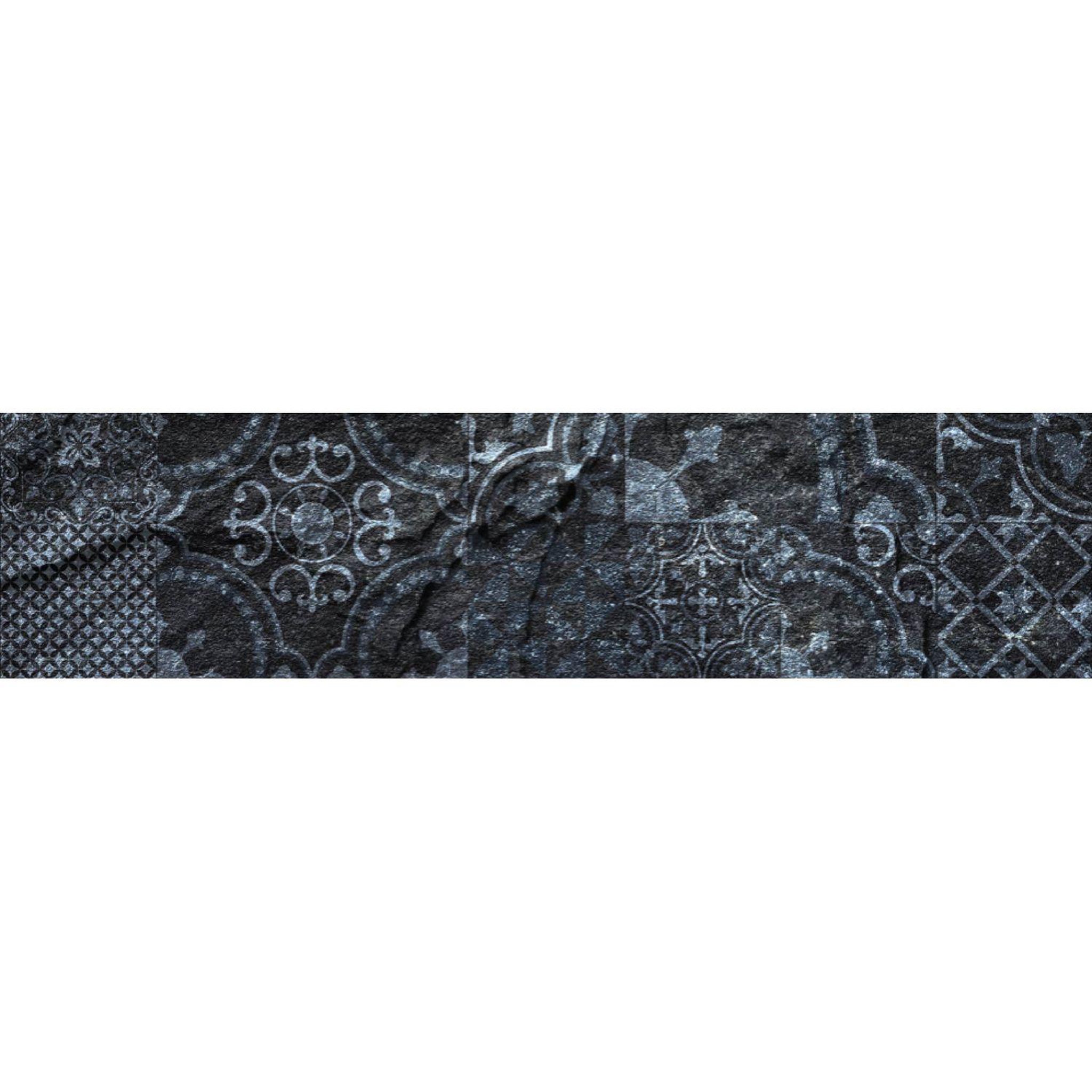 HABITABLE Crédence adhésive en alu imitation ardoise - l. 20 x l. 90 cm - noir