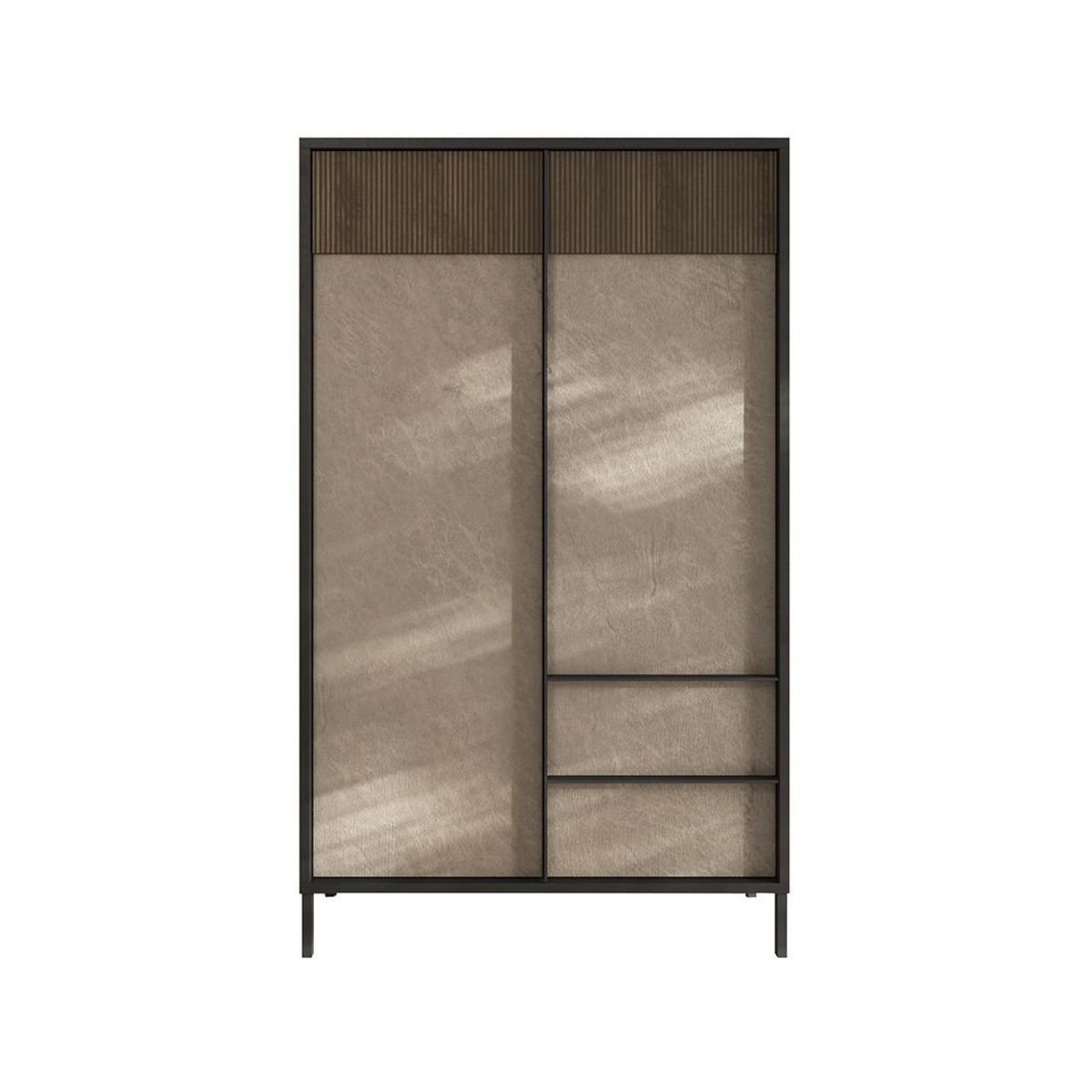 BEST MOBILIER Jules - buffet haut - 2 portes et 2 étagères - 106x177 cm