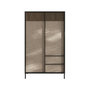 Voir la diapositive 2 : BEST MOBILIER Jules - buffet haut - 2 portes et 2 étagères - 106x177 cm