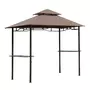 HOMCOM Pavillon abri tonnelle de jardin pour barbecue double toit 2 tablettes incluses tissu polyester acier 2,45 x 1,48 x 2,55 m chocolat