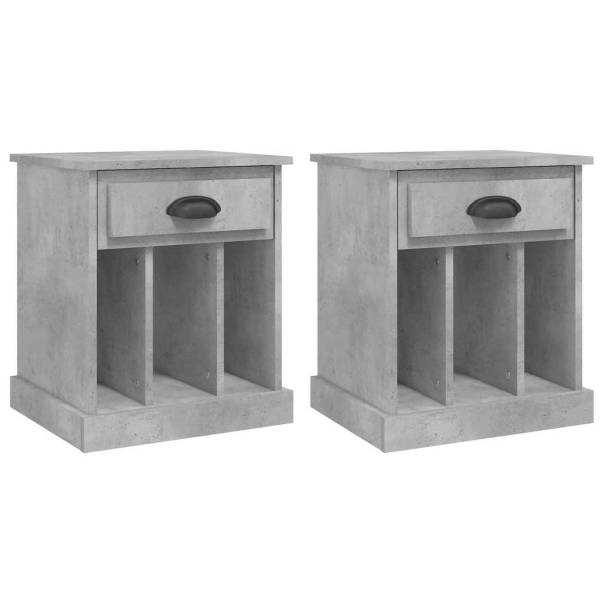 VIDAXL Tables de chevet 2 pcs gris beton 43x36x50 cm