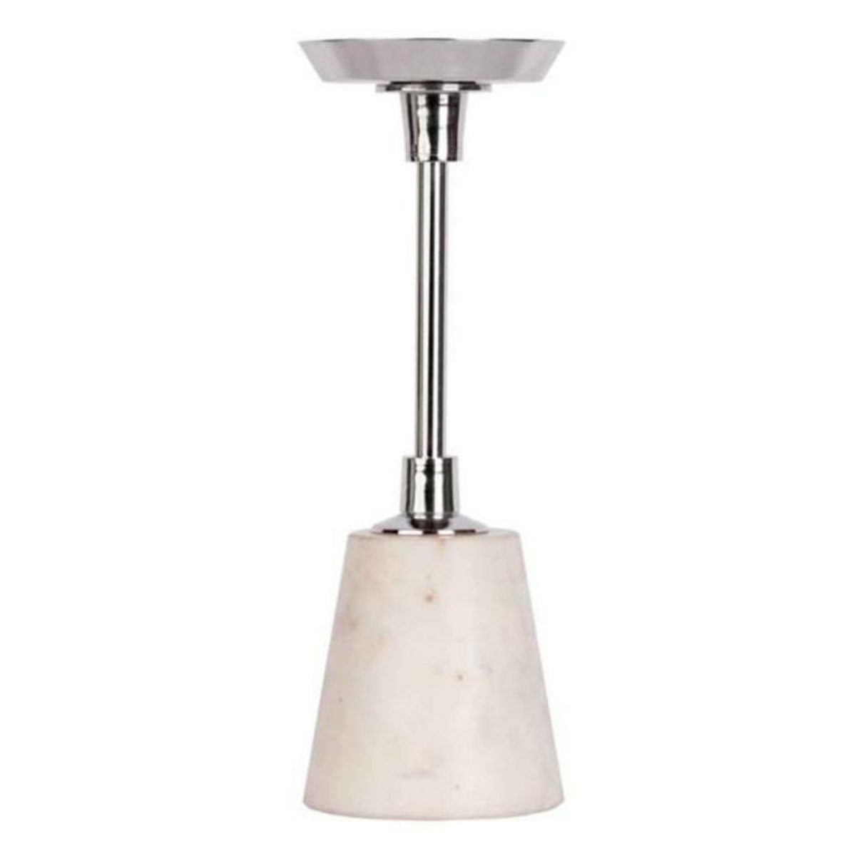 Paris Prix Bougeoir Design en Marbre  Fayya  30cm Blanc & Argent