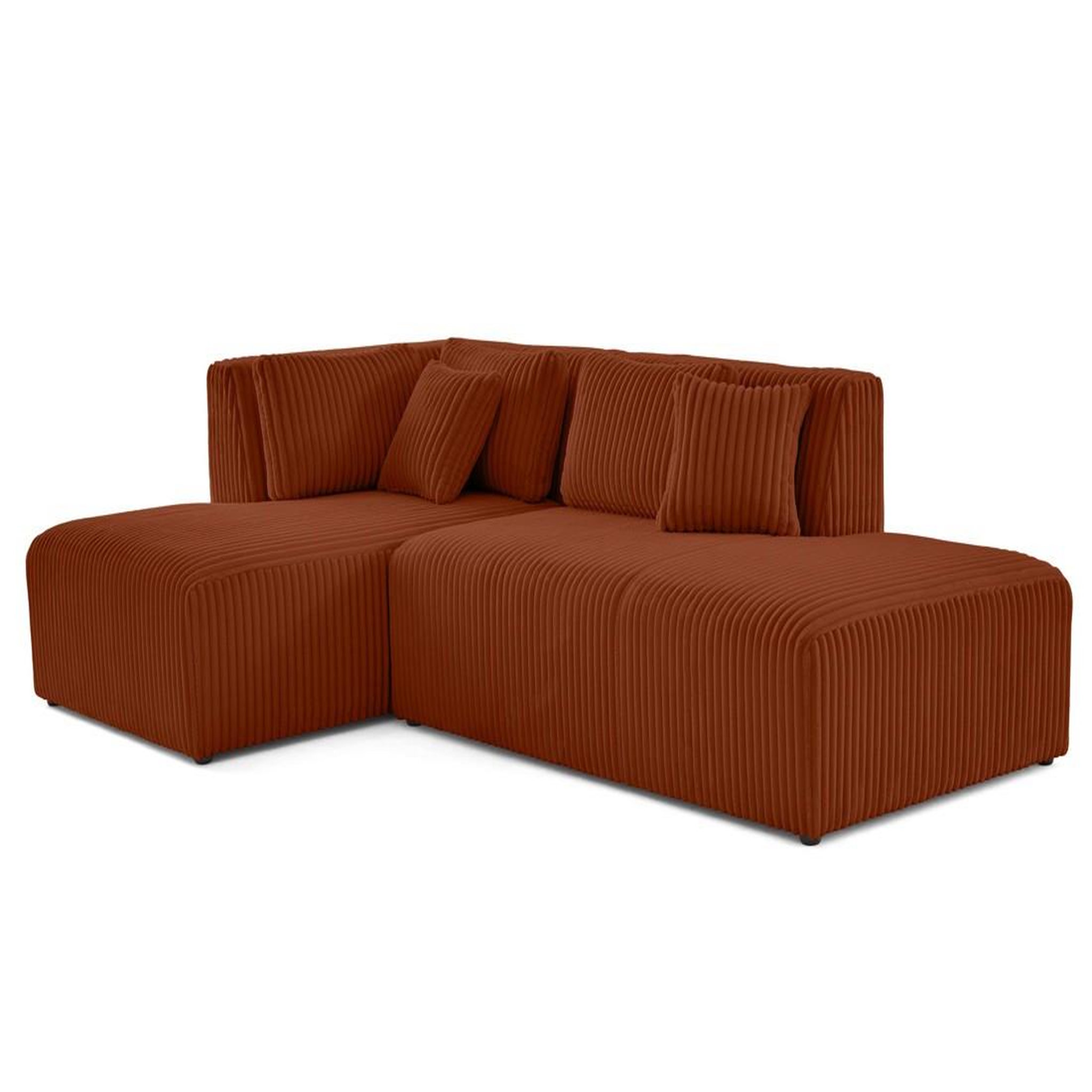Voir la diapositive 5 : LISA DESIGN Victoire - canapé modulable d'angle gauche 4 places en velours côtelé grosses côtes