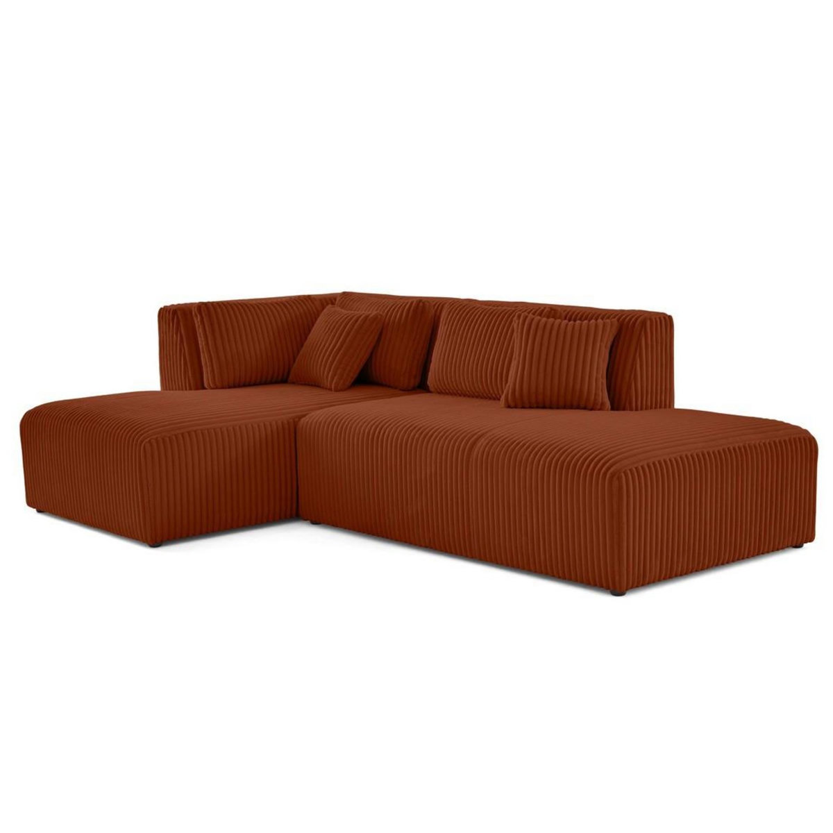 LISA DESIGN Victoire - canapé modulable d'angle gauche 4 places en velours côtelé grosses côtes