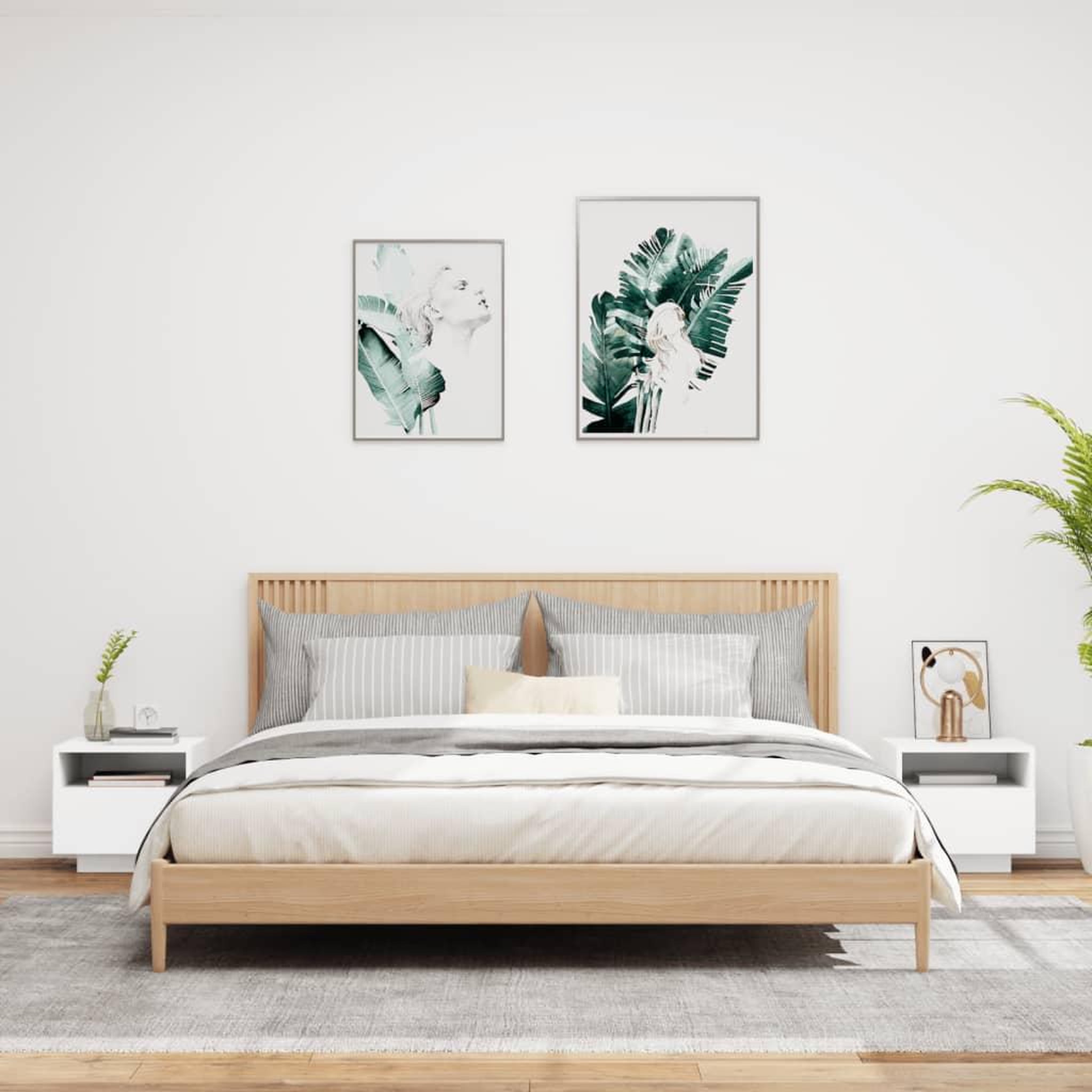 Voir la diapositive 3 : VIDAXL Armoires de chevet avec lumieres LED 2 pcs blanc 40x39x37 cm