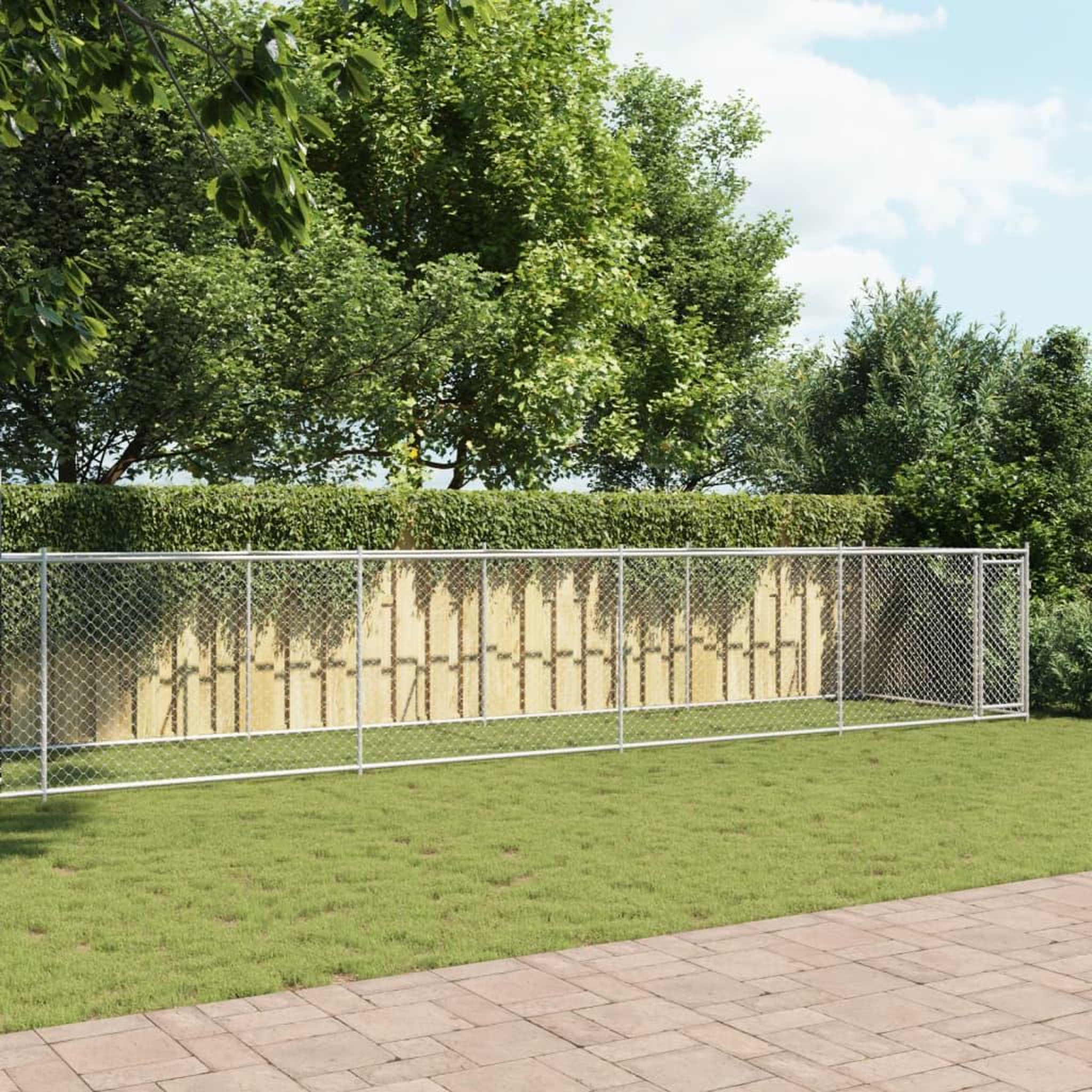 Voir la diapositive 3 : VIDAXL Cage pour chien avec porte gris 12x2x1,5 m acier galvanise