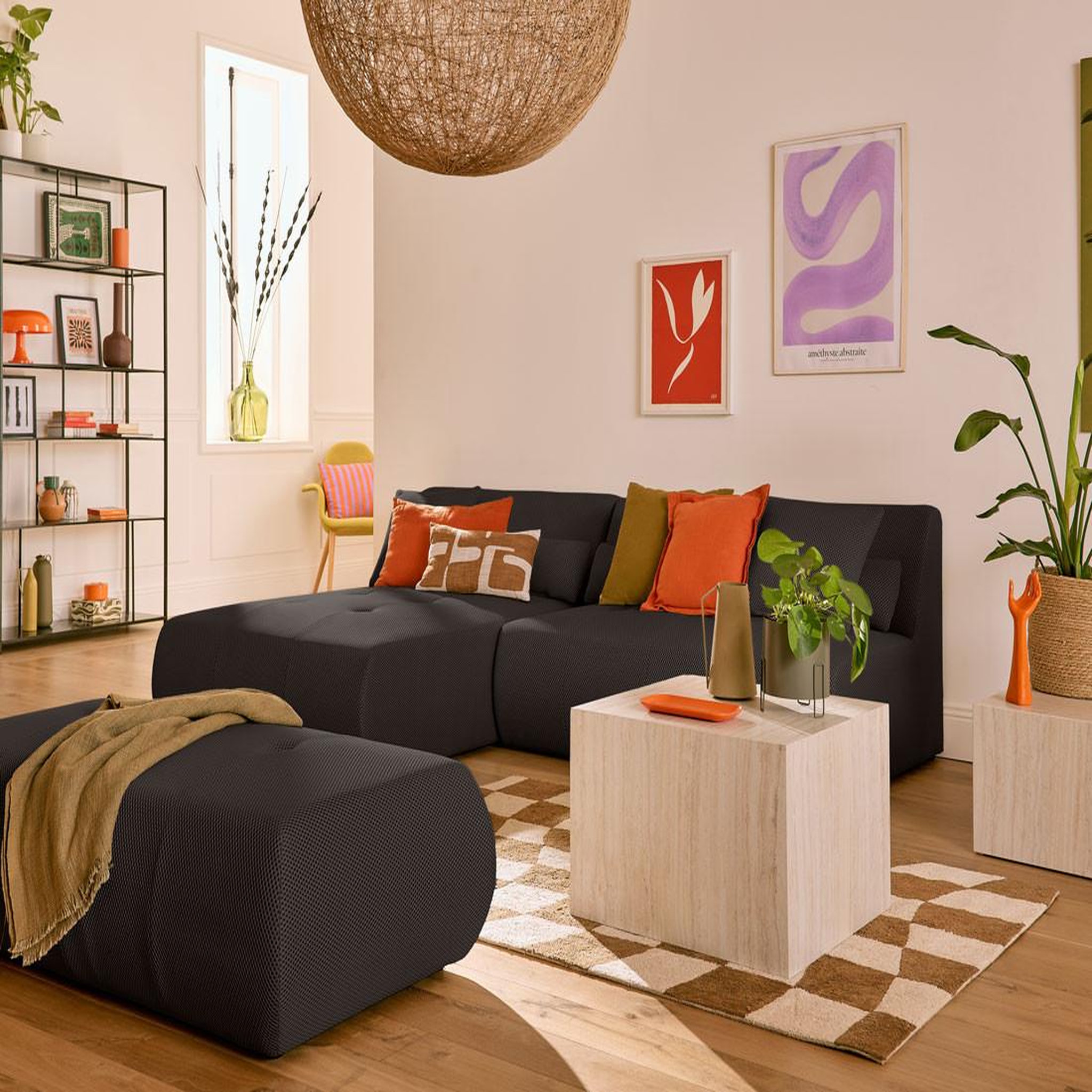 Voir la diapositive 2 : LISA DESIGN Onyx - canapé modulable d'angle réversible 4 places - en tissu mailles 3d