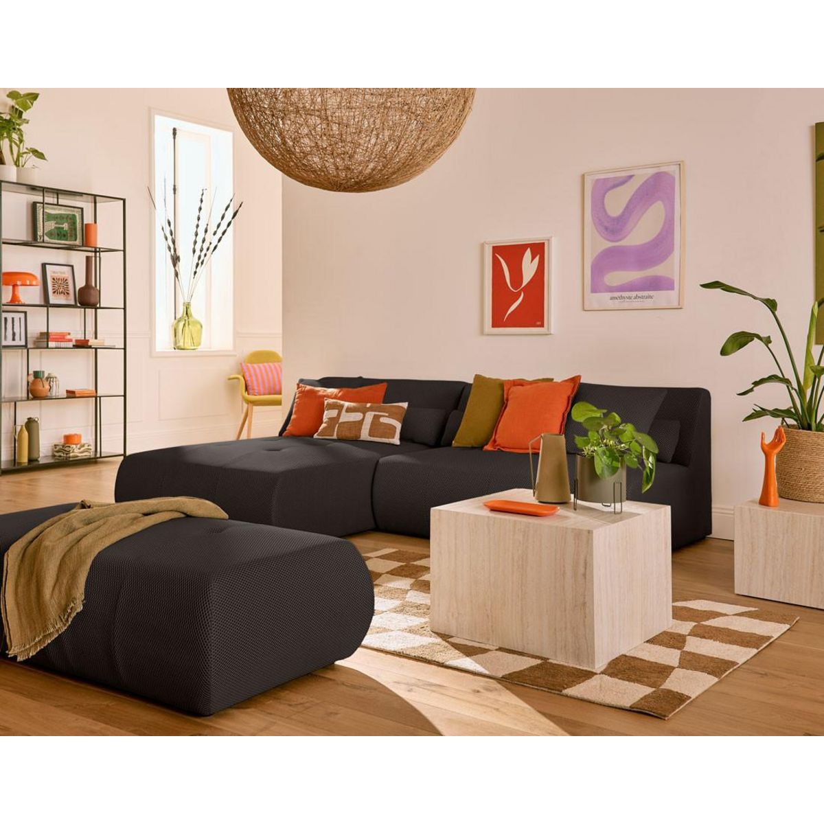 LISA DESIGN Onyx - canapé modulable d'angle réversible 4 places - en tissu mailles 3d