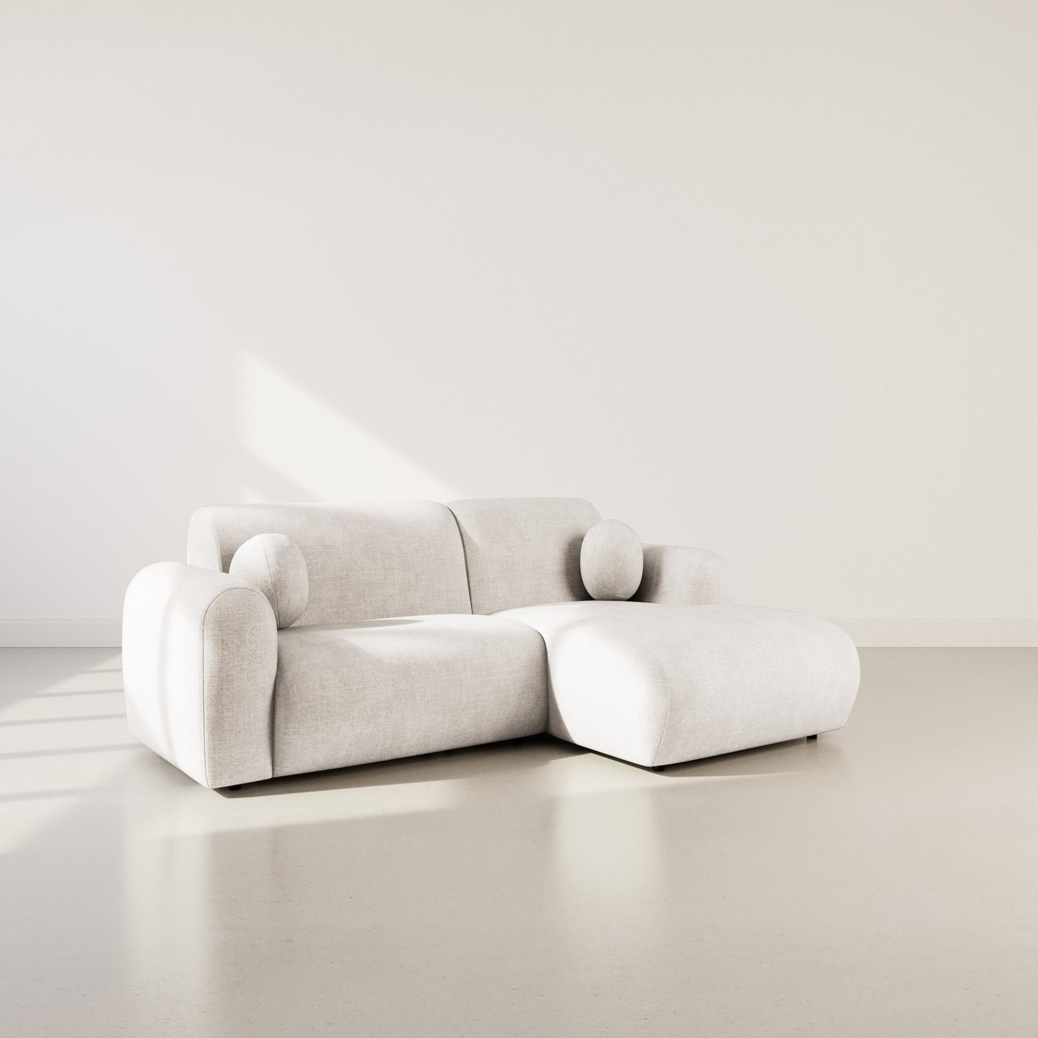LISA DESIGN Louise - canapé d'angle droit 4 places en velours texturé. Coloris disponibles : Vert, Beige, Orange