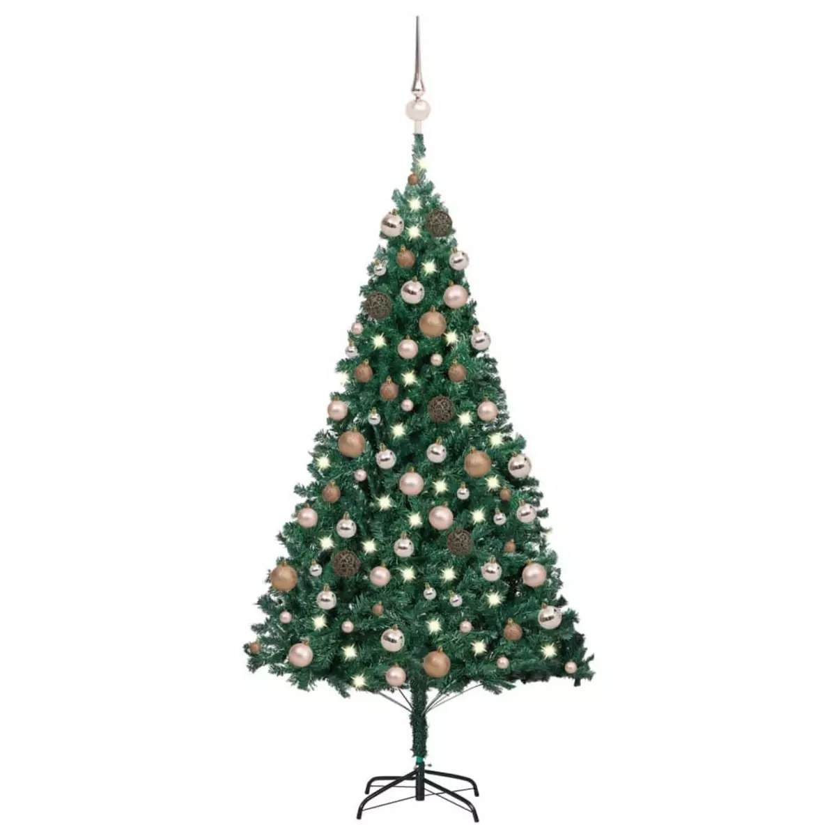 VIDAXL Arbre de Noël artificiel pre-eclaire et boules vert 150 cm PVC