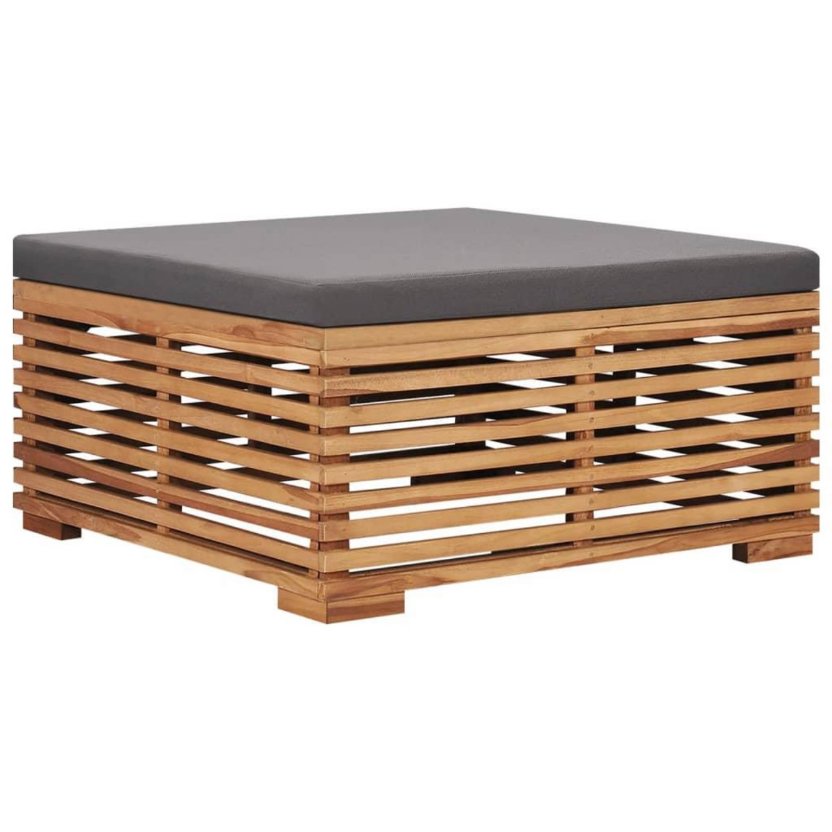 VIDAXL Table et repose-pied de jardin coussin gris fonce Bois de teck