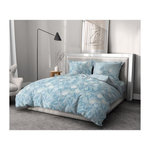 HOME LINGE PASSION Parure de couette HOME LINGE PASSION Tempete Florale - 3 Pcs - 240 x 260 - 100% Coton 57 Fils - Bleu