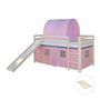 Voir la diapositive 2 : HomeStyle4U Lit mi-hauteur avec rideaux et tunnel rose