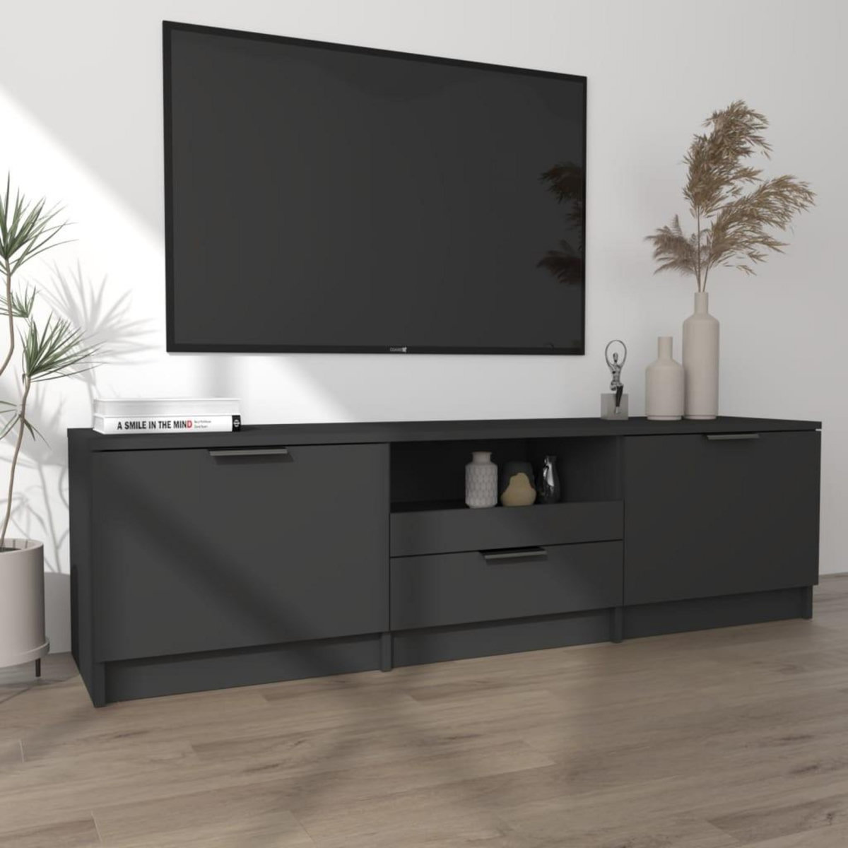 VIDAXL Meuble TV Noir 140x35x40 cm Bois d'ingenierie