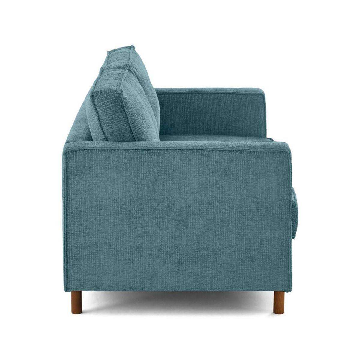 LISA DESIGN Jake - canapé droit 2 places en tissu velours relief - pieds en bois foncé