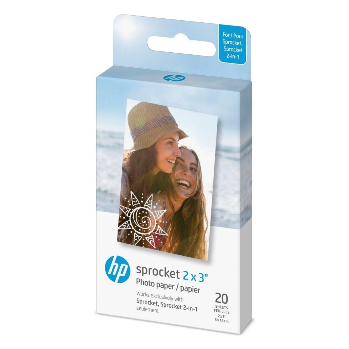 HP Papier photo instantané 20 feuilles ZINK Sprocket Pack 2x3