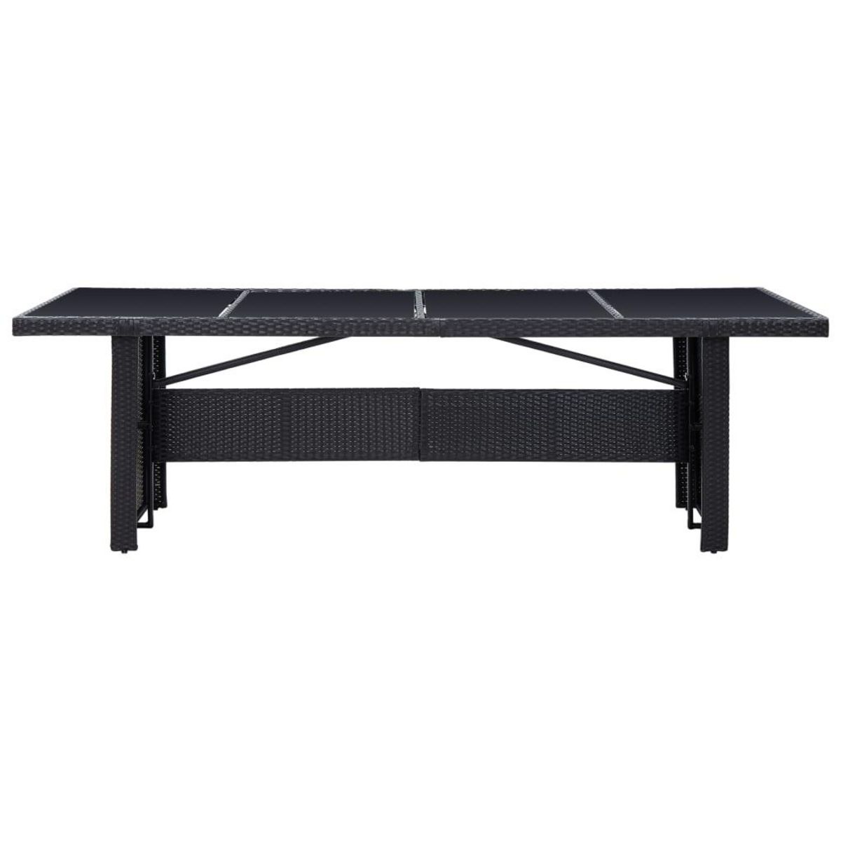 VIDAXL Table de jardin Noir 240x90x74 cm Resine tressee et verre