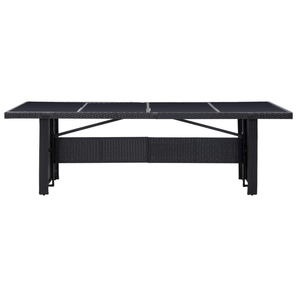 VIDAXL Table de jardin Noir 240x90x74 cm Resine tressee et verre