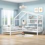 Voir la diapositive 4 : MERAX Lit cabane enfant 90x200(70x140)cm pin coloris blanc