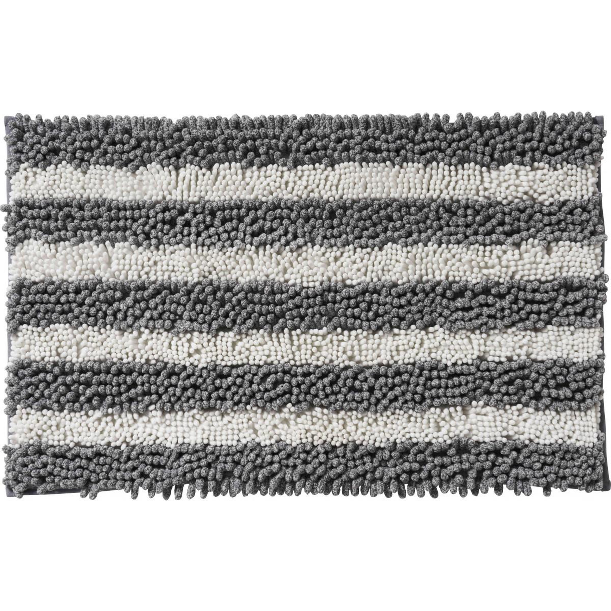 GUY LEVASSEUR Tapis de bain déco à rayures en polyester 50x80cm