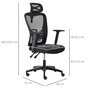 VINSETTO Fauteuil de bureau manager grand confort dossier ergonomique inclinable hauteur assise réglable pivotant tissu maille noir