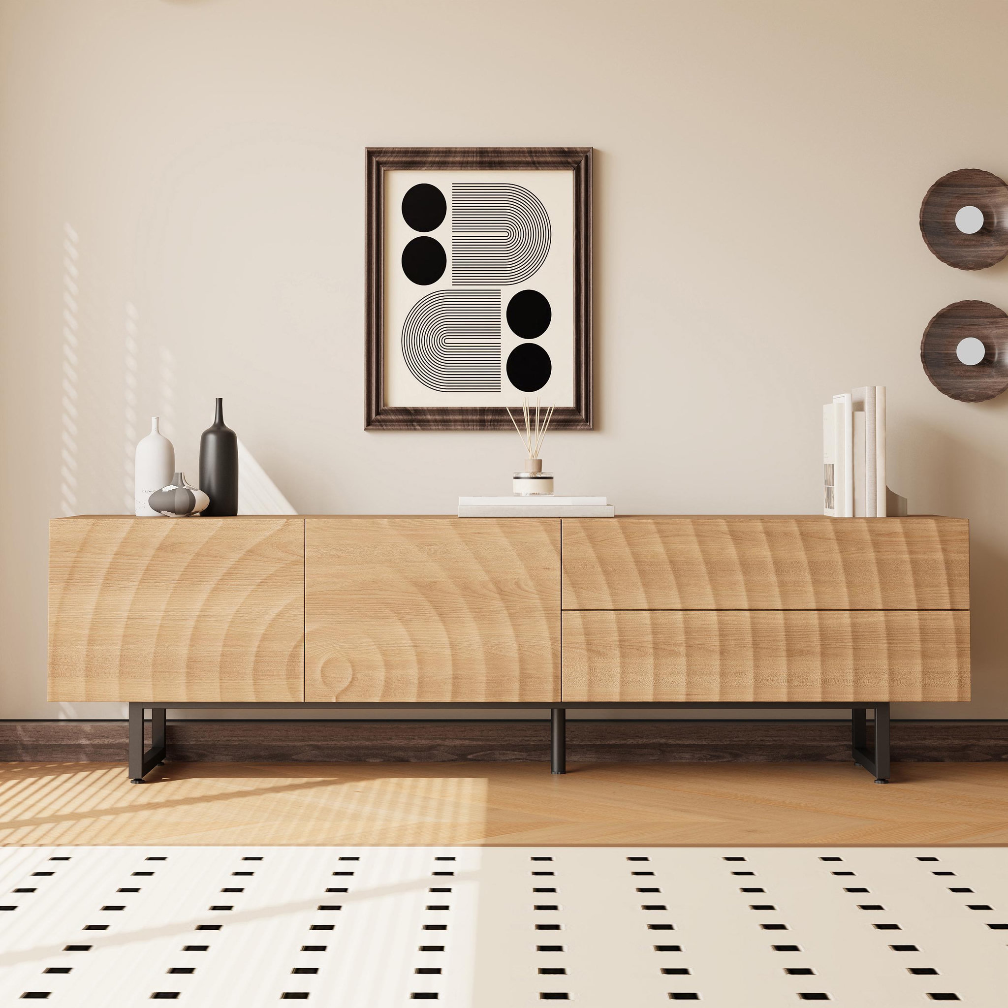 Voir la diapositive 2 : MERAX Meuble tv naturel 180 cm panneau de particules