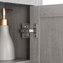 Voir la diapositive 5 : KLEANKIN Armoire haute murale de salle de bain ou WC placard 1 porte 3 niches dim. 48L x 20l x 50H cm panneaux particules gris