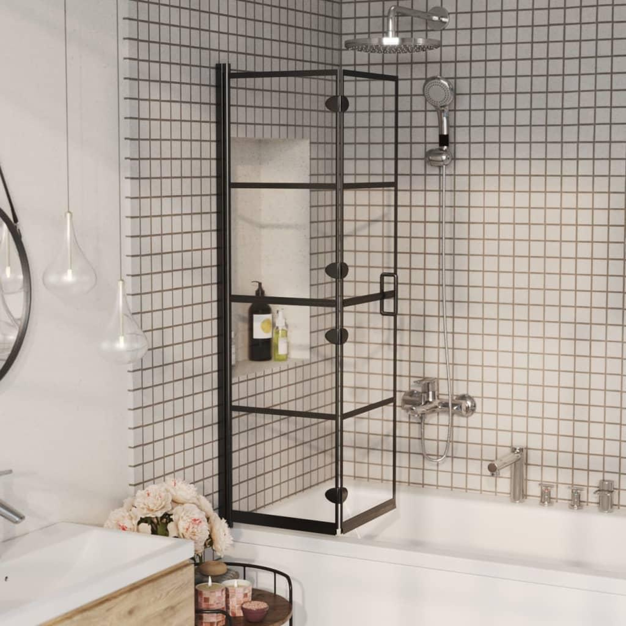 VIDAXL Cabine de douche pliable ESG 80x140 cm Noir