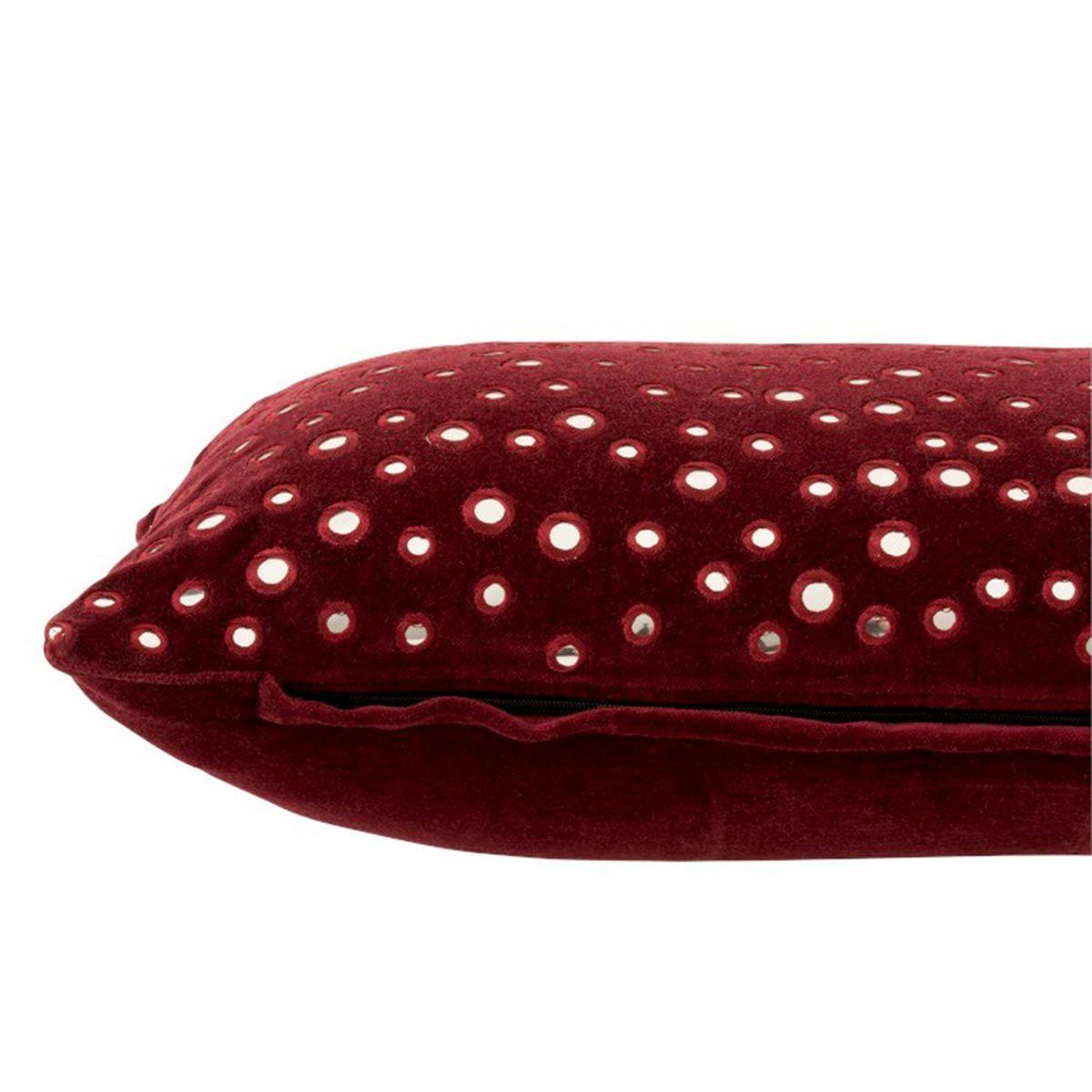 Voir la diapositive 3 : J-LINE Coussin rectangulaire  miroir coton  40x60cm rouge