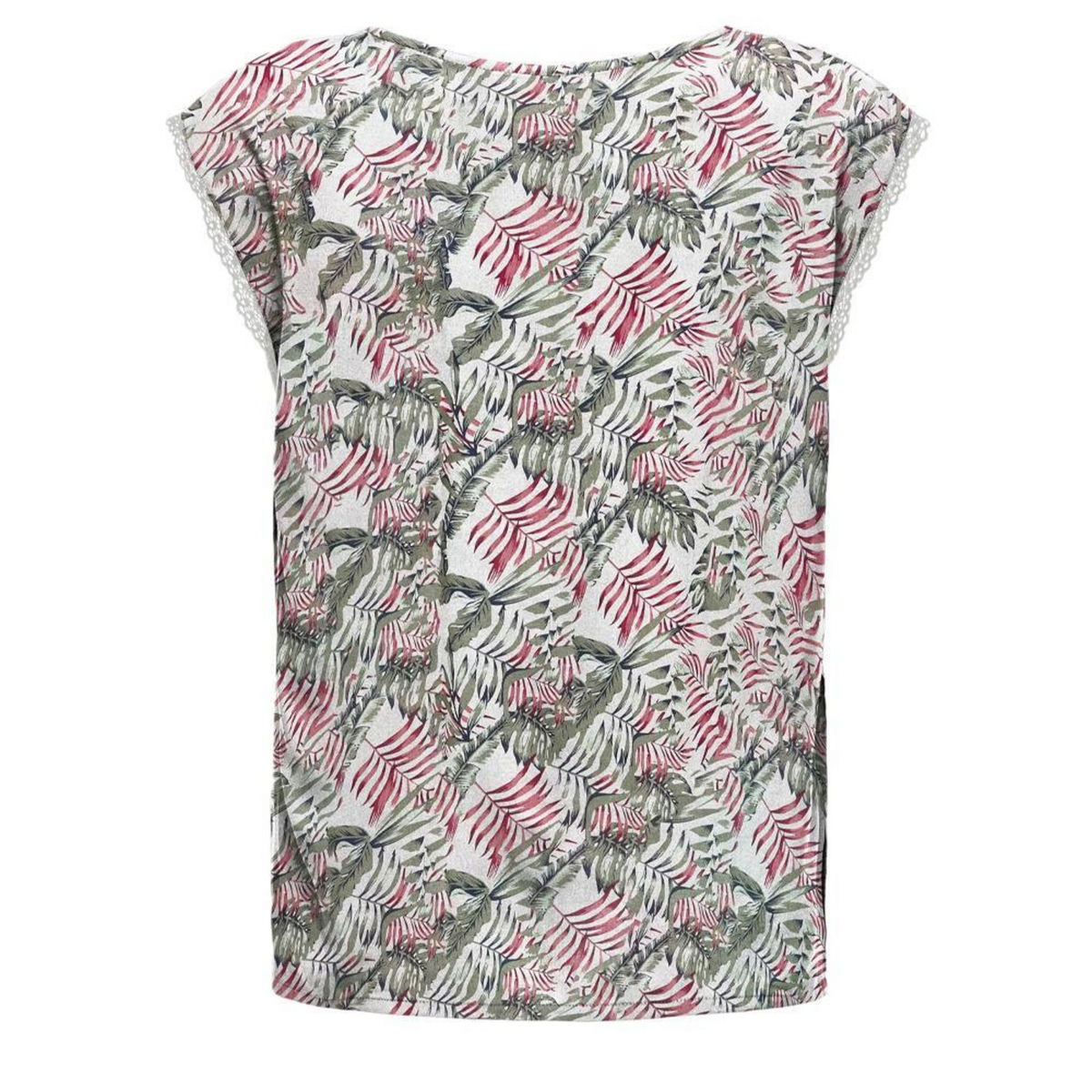 Only T-Shirt Vert/Beige Femme Only Selina