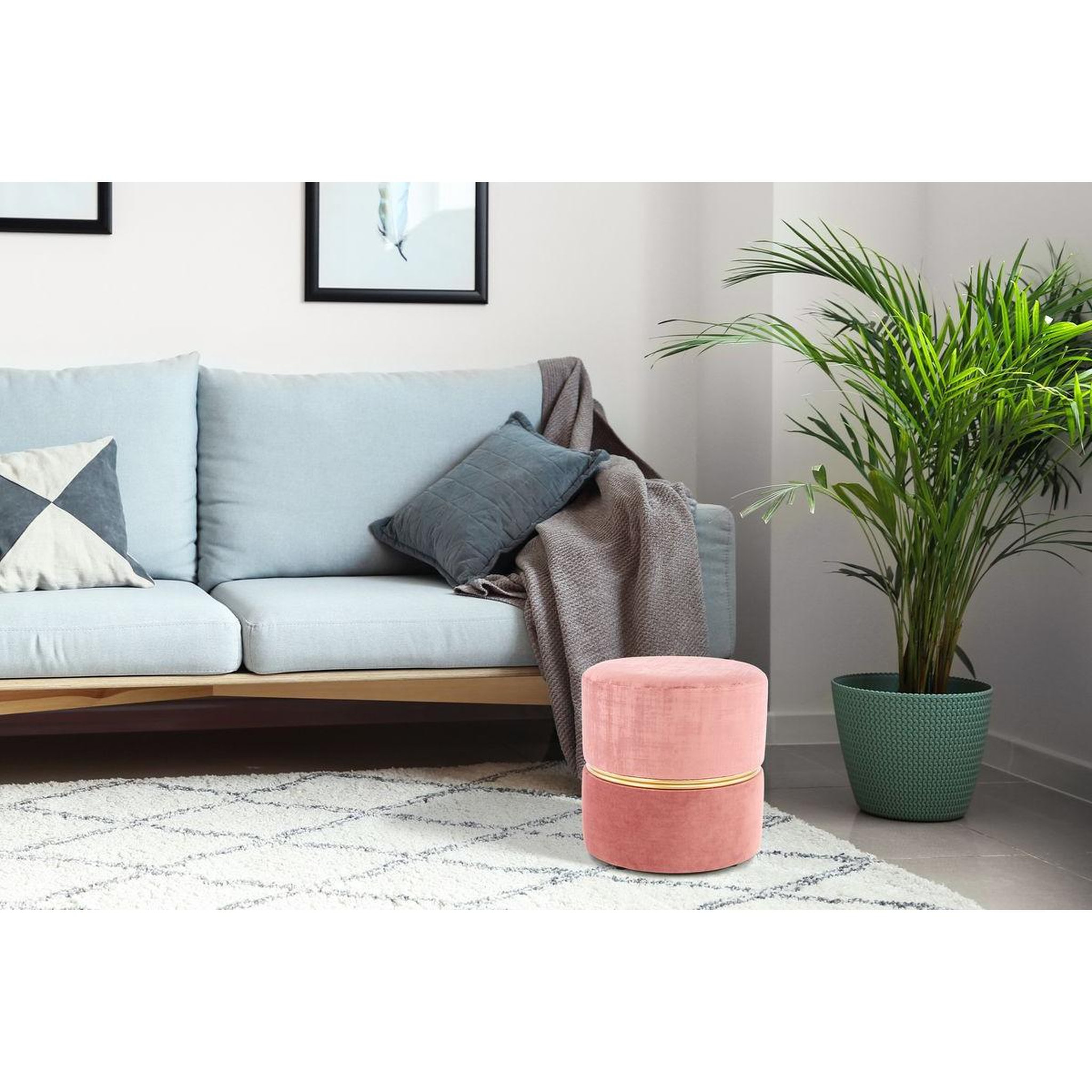 Voir la diapositive 3 : Paris Prix Pouf rond design  cleopatra  40cm rose