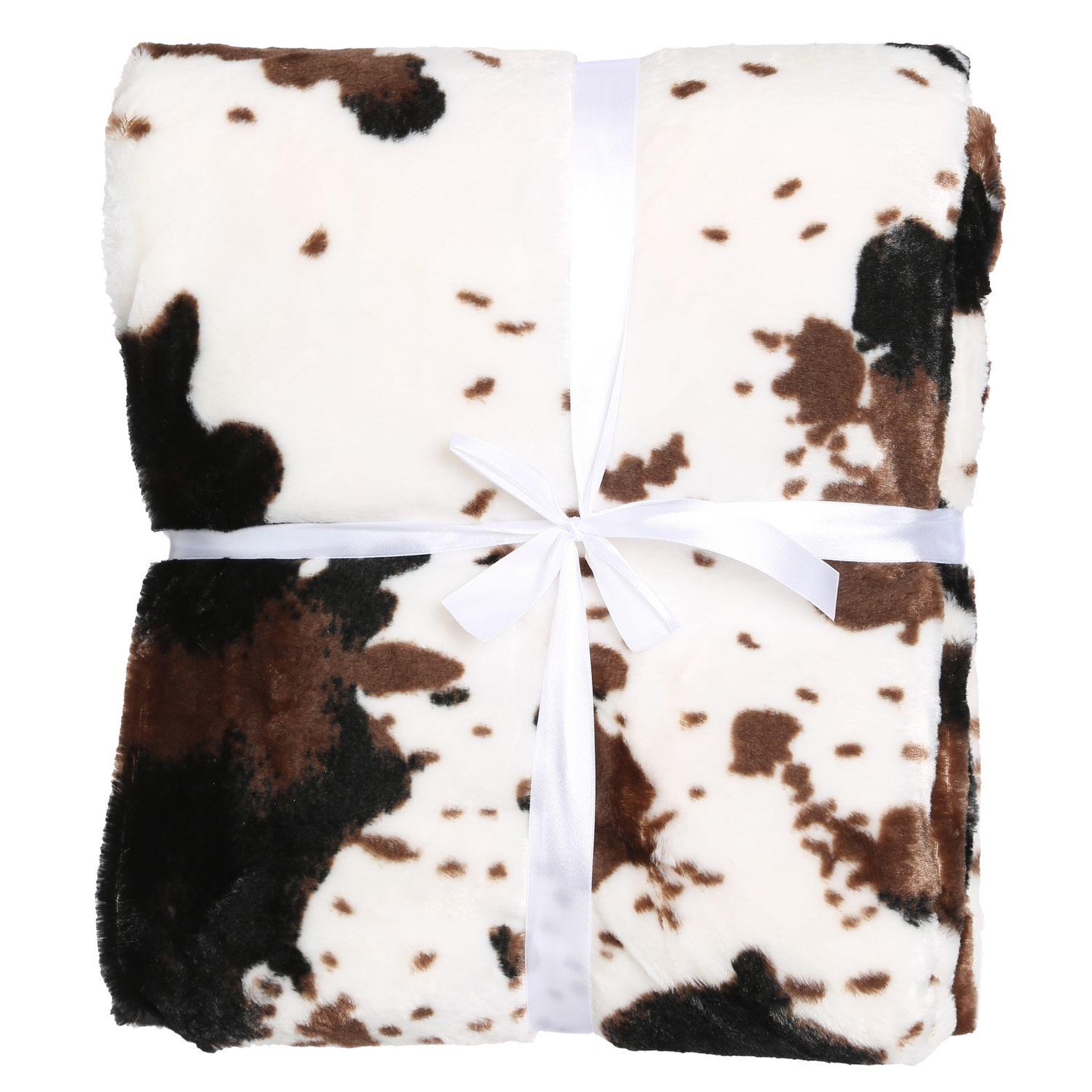 Voir la diapositive 3 : ATMOSPHERA Plaid vache - 130 x 160 cm - blanc et marron
