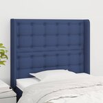 VIDAXL Tete de lit avec oreilles Bleu 103x16x118/128 cm Tissu