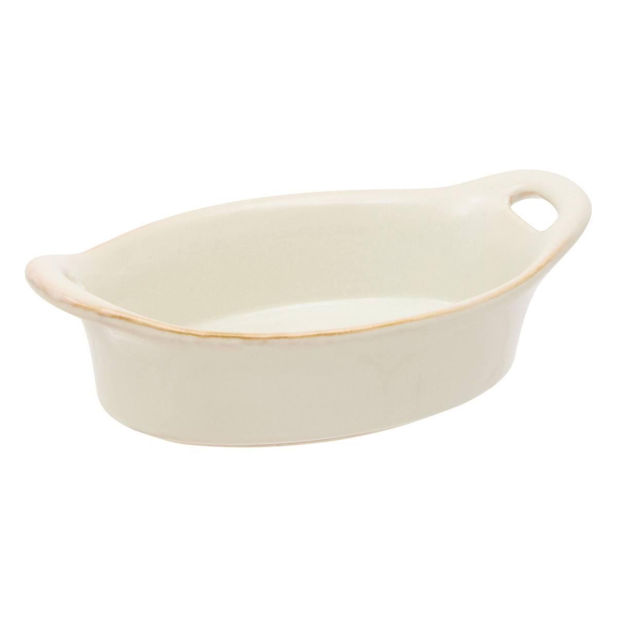 SECRET DE GOURMET Plat à four ovale en grès  terre inconnue  20cm beige