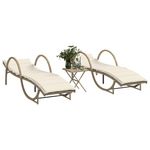 VIDAXL Chaises longues lot de 2 avec table beige resine tressee
