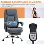 Voir la diapositive 5 : VINSETTO Fauteuil de bureau direction massant par pétrissage - réglable, inclinable, repose-pied rétractable - tissu gris