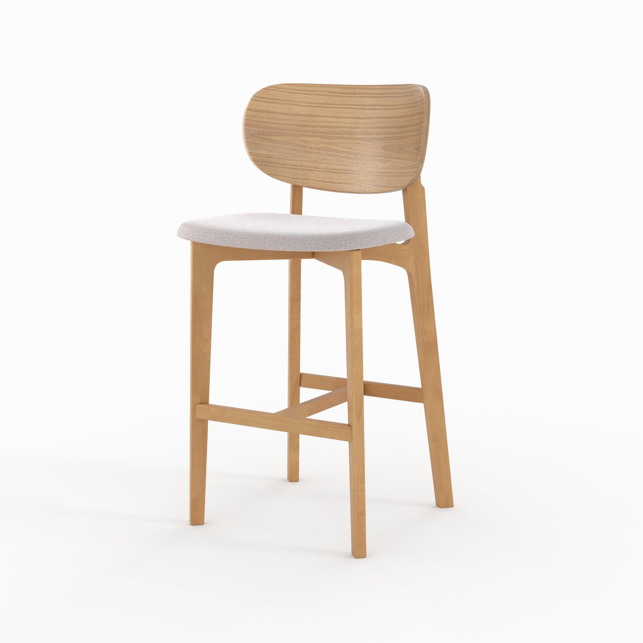 Voir la diapositive 3 : MAISON PAVANE Lot de 2 chaises pour îlot central 66 cm en bois et tissu beige-aria