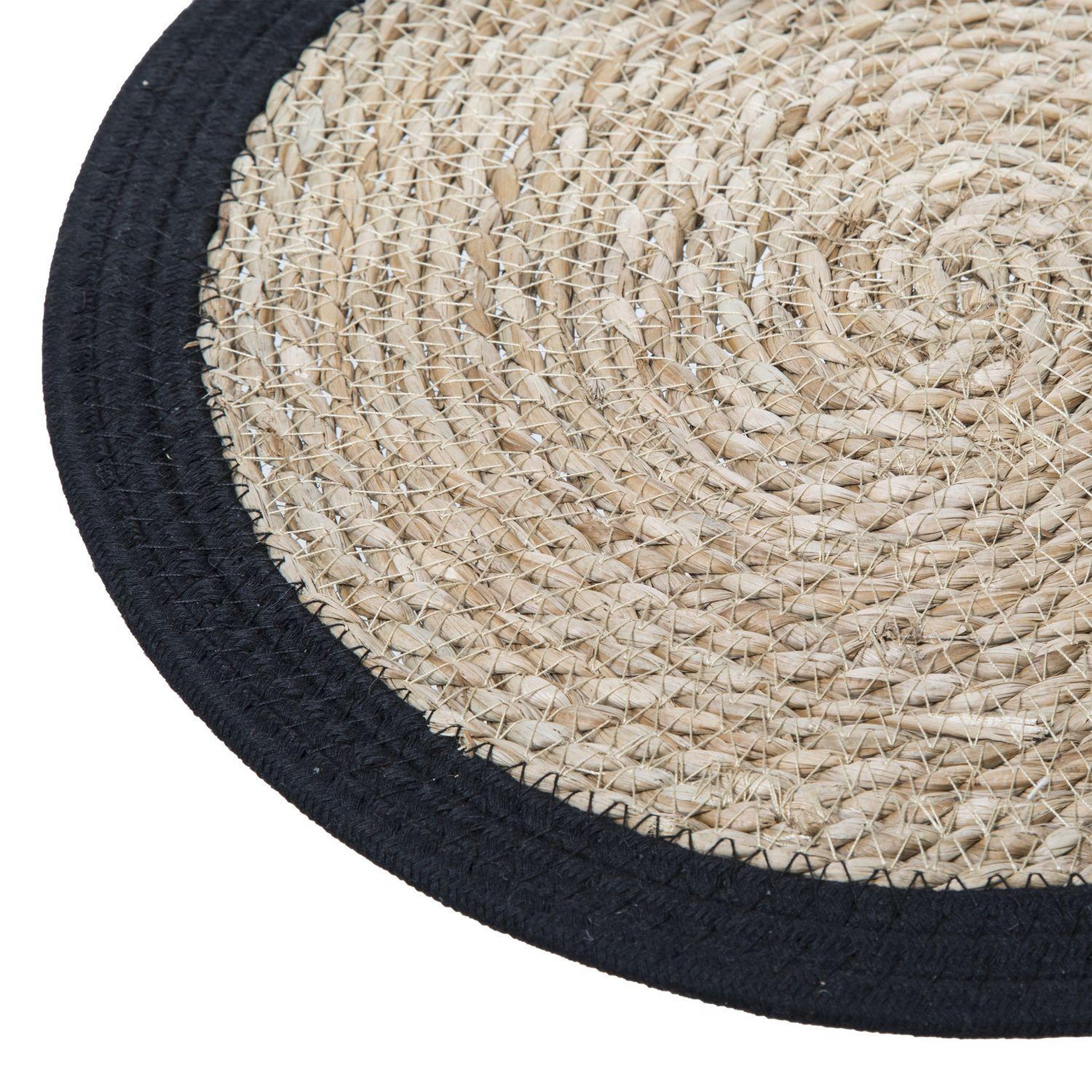 Voir la diapositive 2 : TOILINUX Lot de 6 sets de table rond en roseau et coton Pop