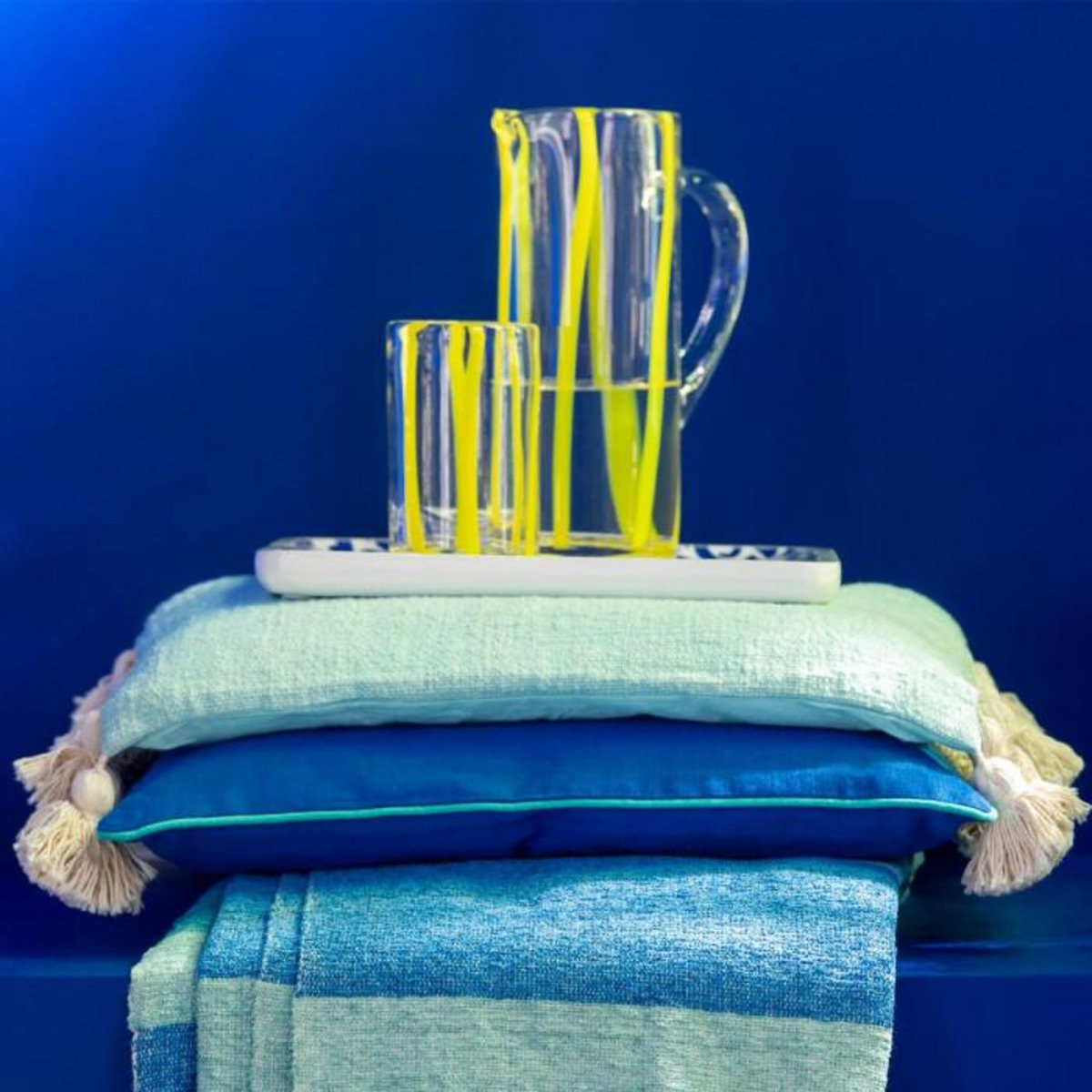 Paris Prix Carafe Rayures en Verre  Ophelie  25cm Jaune