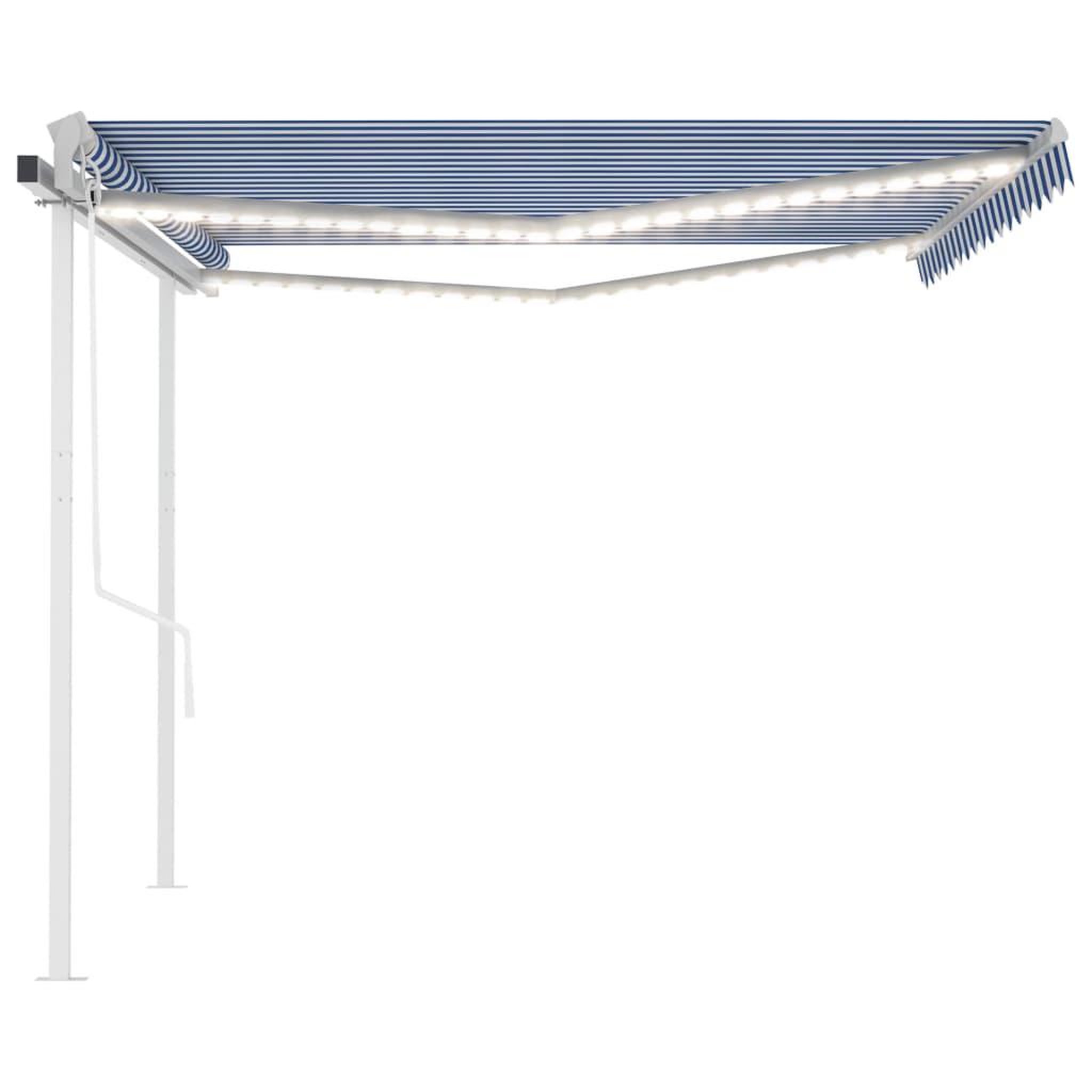 Voir la diapositive 5 : VIDAXL Auvent automatique capteur de vent/LED 4x3,5 m Bleu et blanc