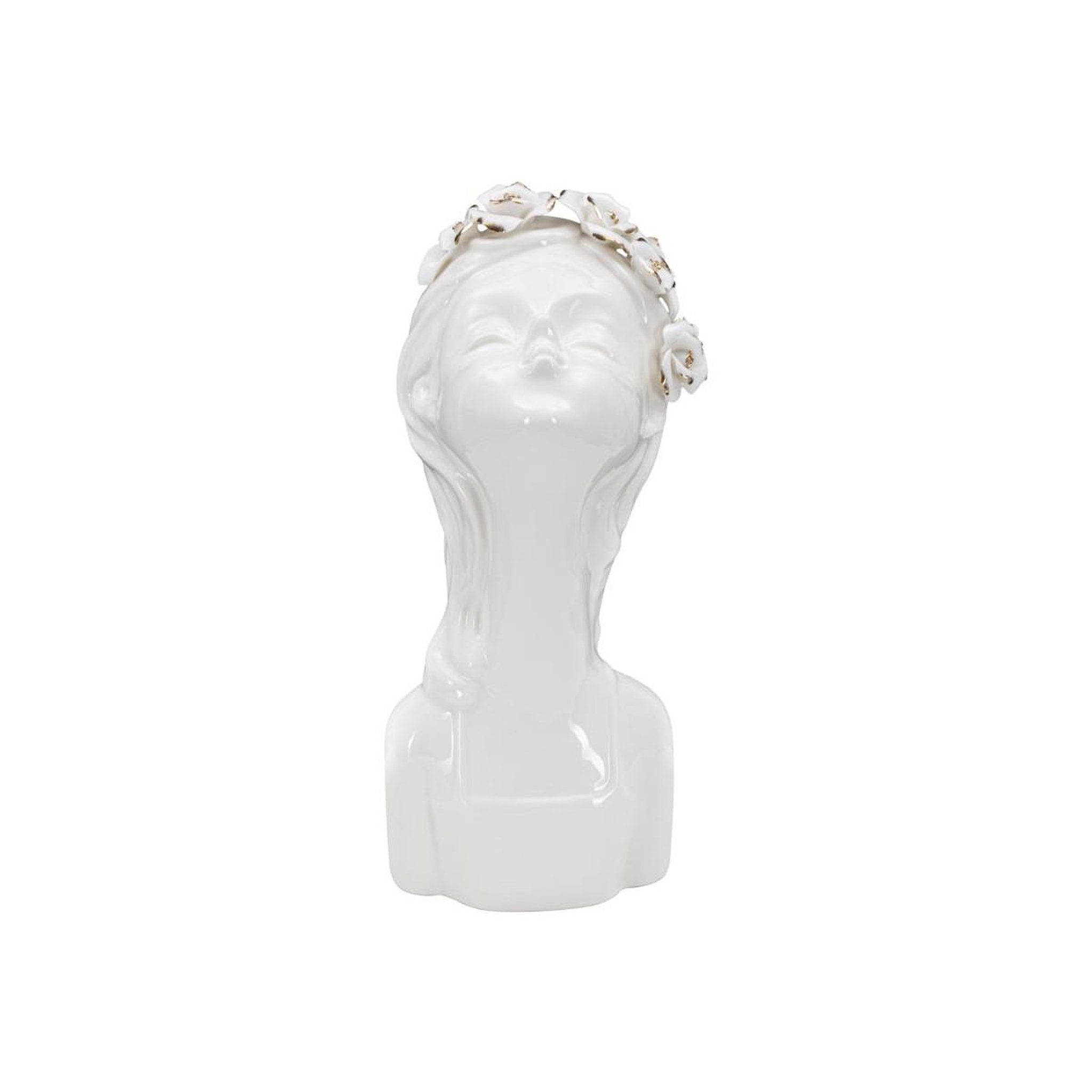 Paris Prix Vase déco en porcelaine  young lady roses  26cm blanc