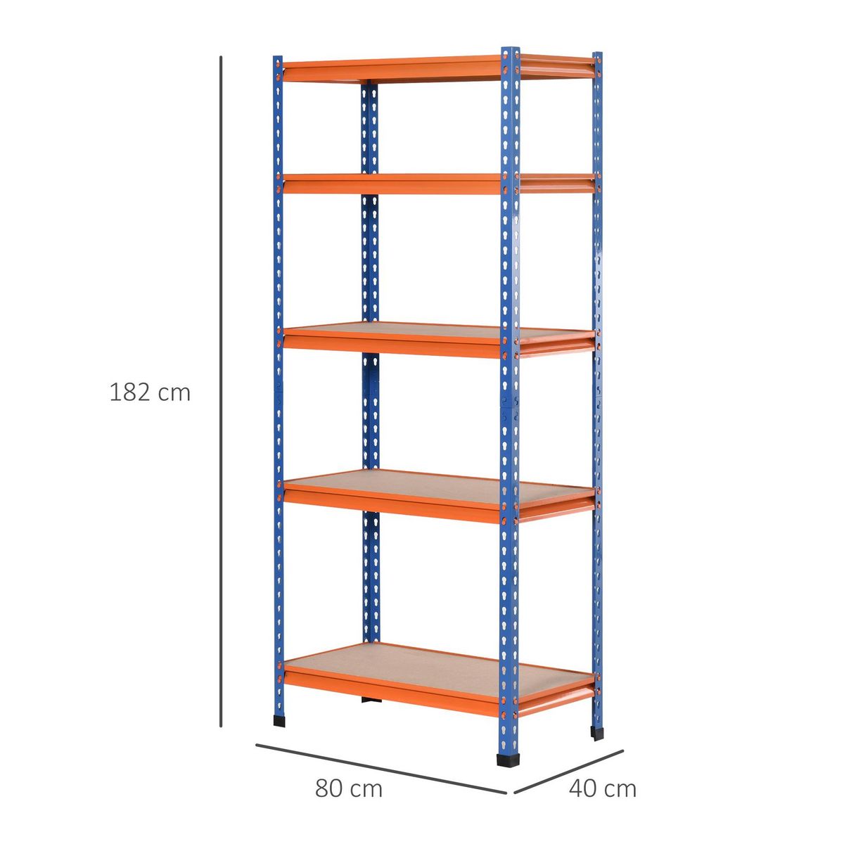 HOMCOM Rayonnage charges lourdes ou volumineuses - étagère garage - 5 tablettes réglables en hauteur - métal bleu orange MDF